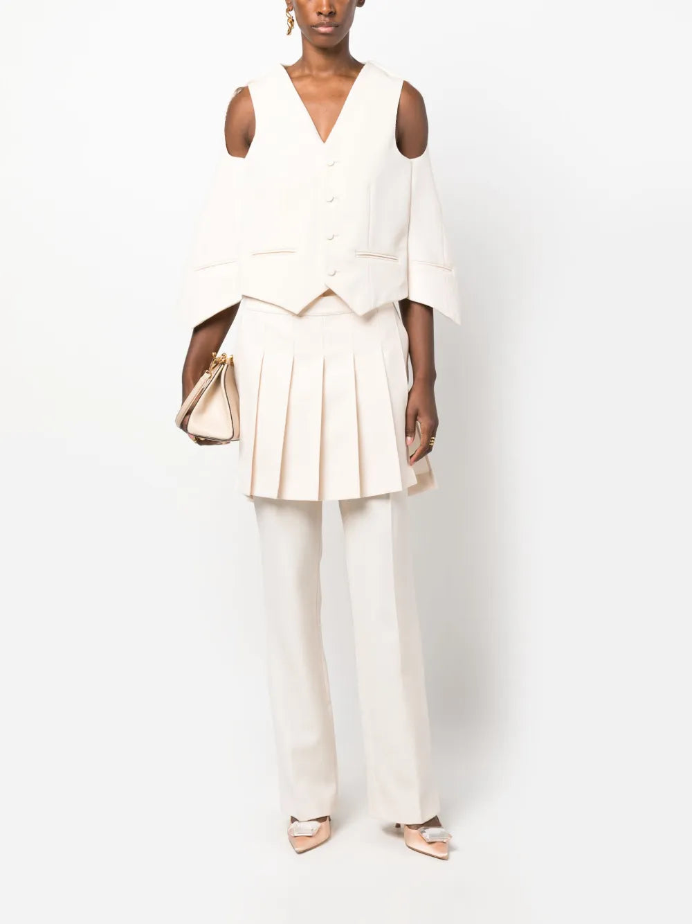 Layered Pleated Mini Skirt Trousers