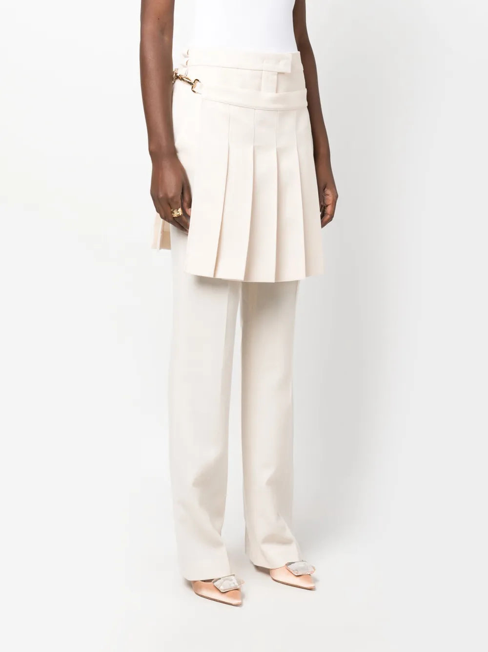 Layered Pleated Mini Skirt Trousers