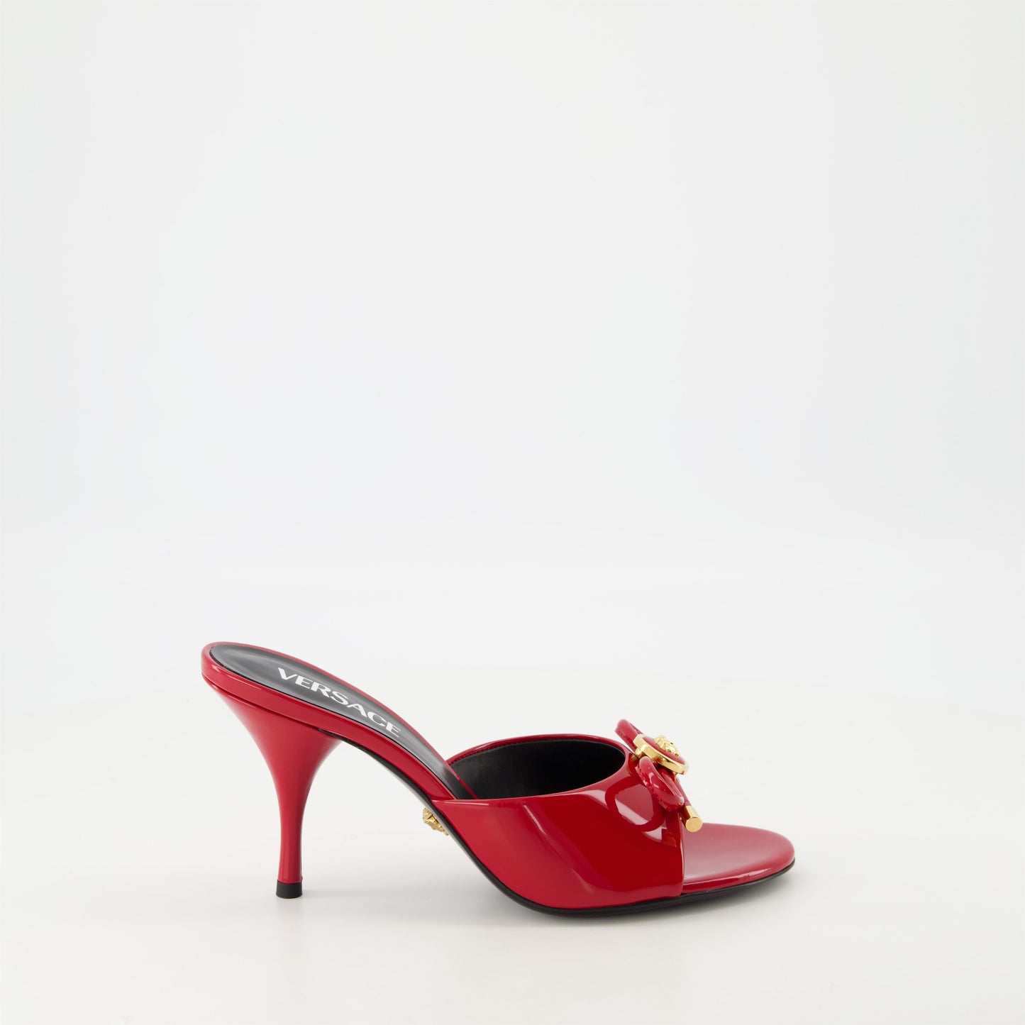 Red Patent Leather Mule Heels