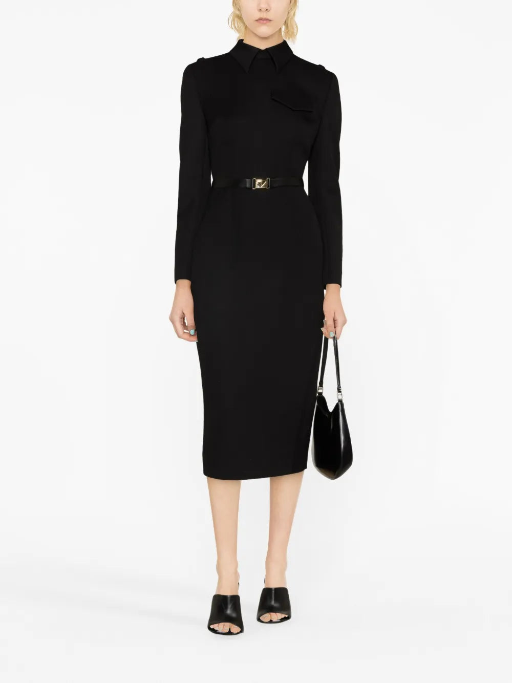 Tailored Belted Midi Dress