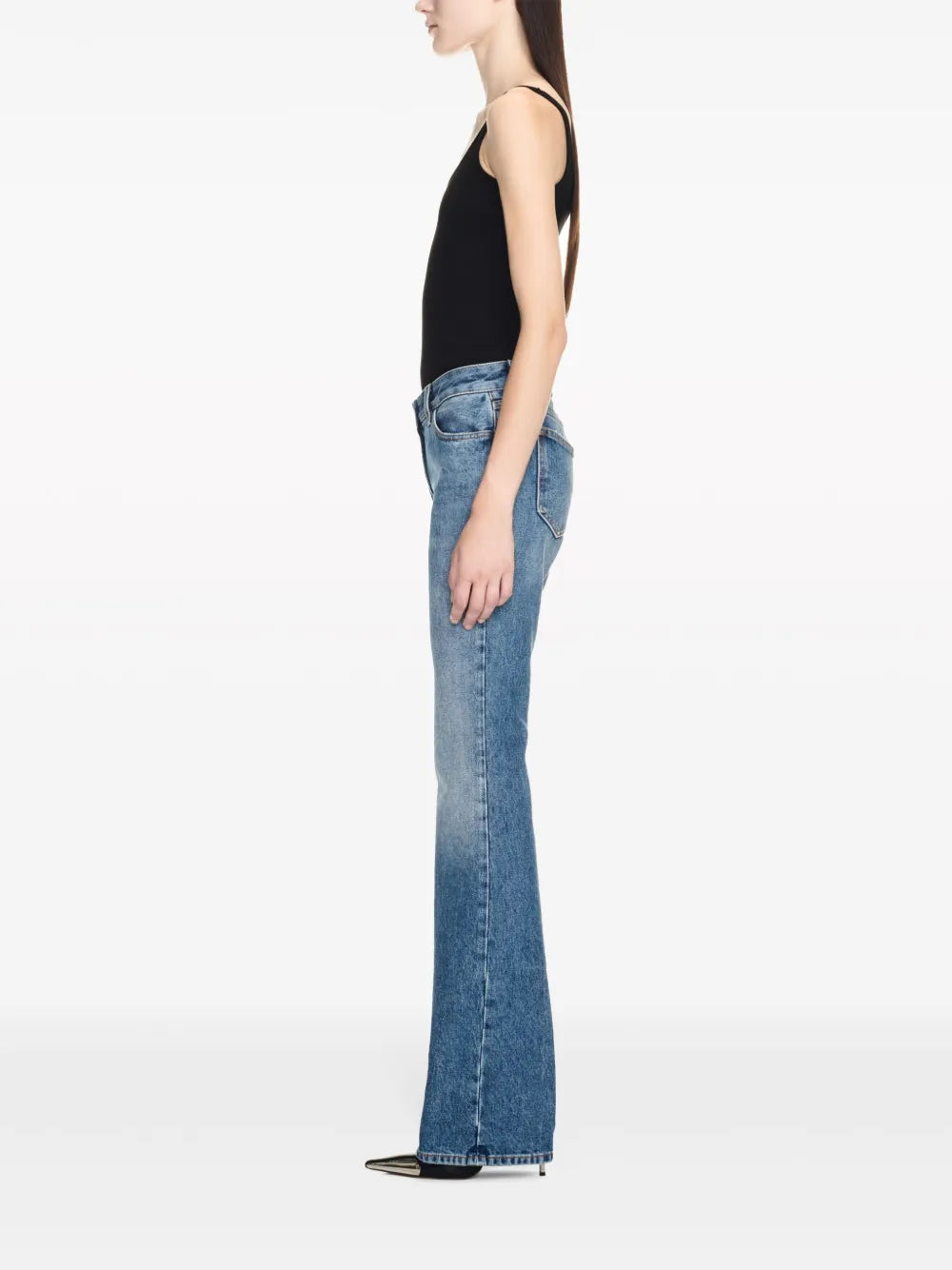Vintage-Wash Flared Denim Jeans