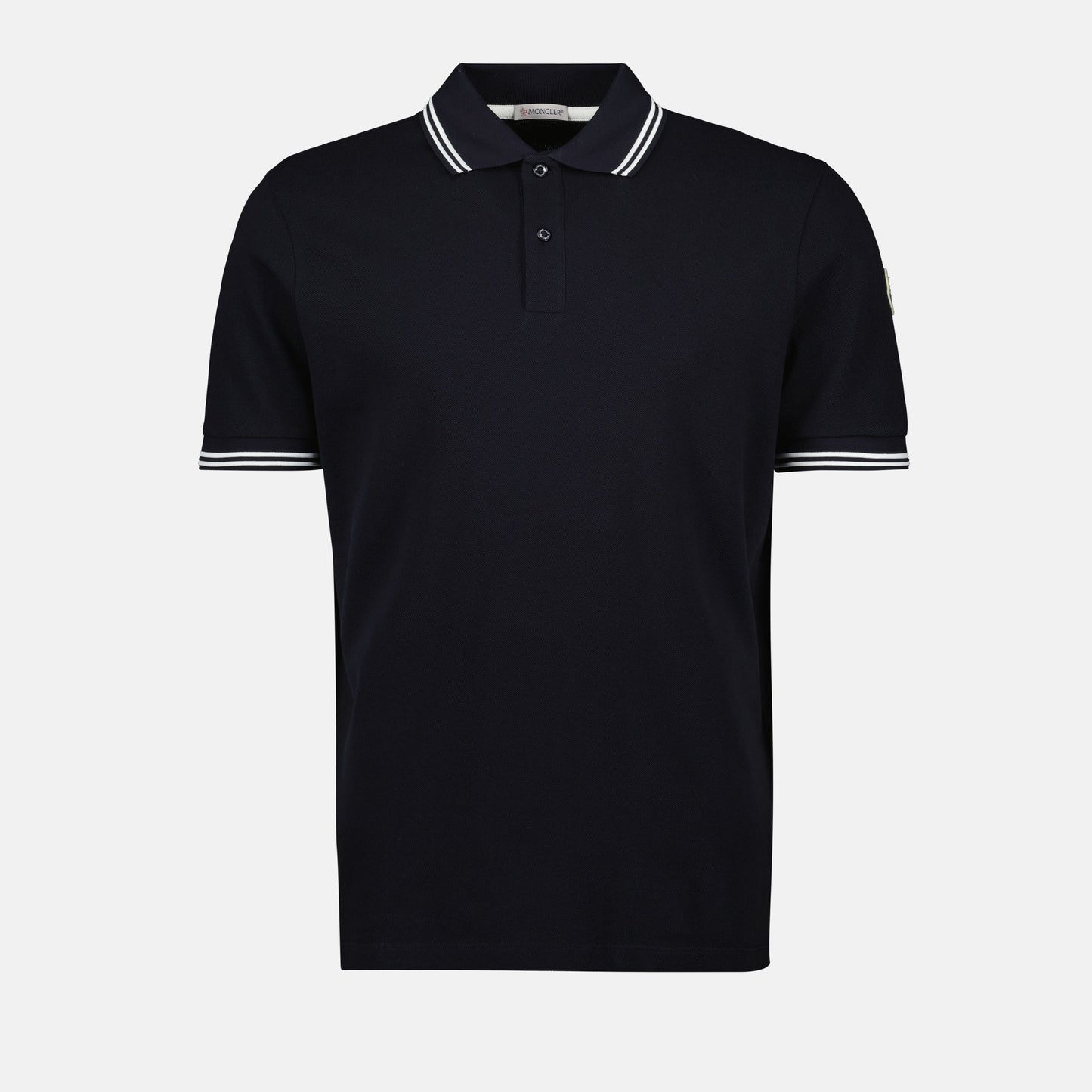 Navy Polo Shirt with Contrast Stripe Trim