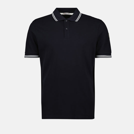 Navy Polo Shirt with Contrast Stripe Trim