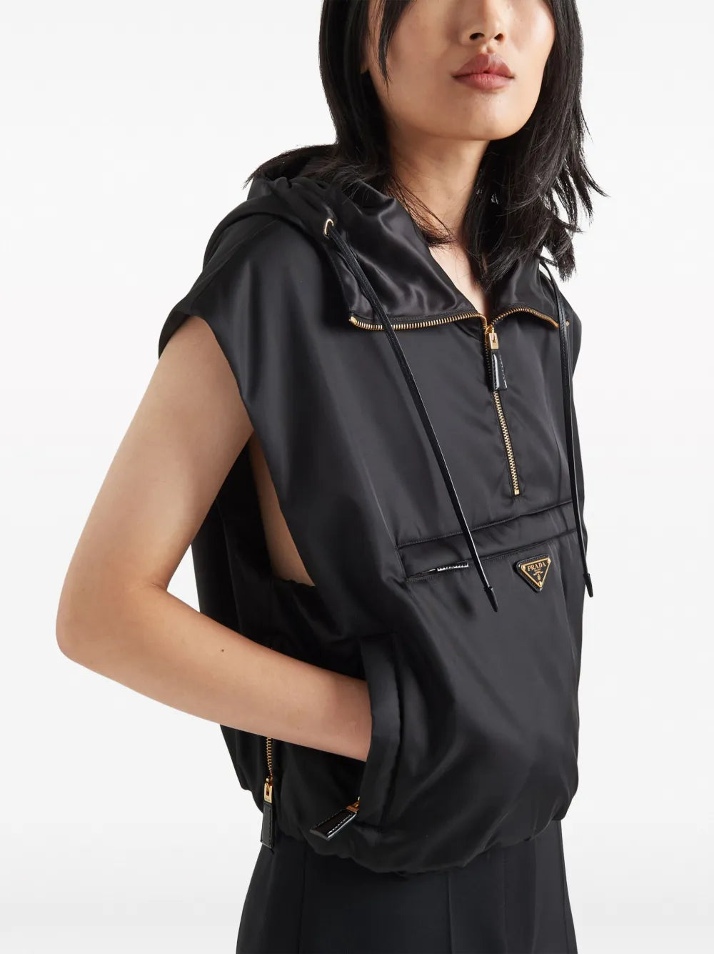 Hooded Nylon Zip Vest
