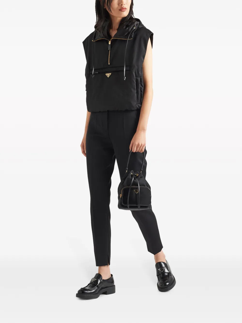 Hooded Nylon Zip Vest