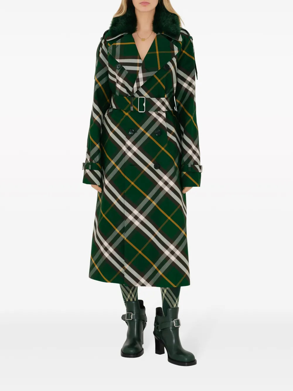 Checked Trench Coat