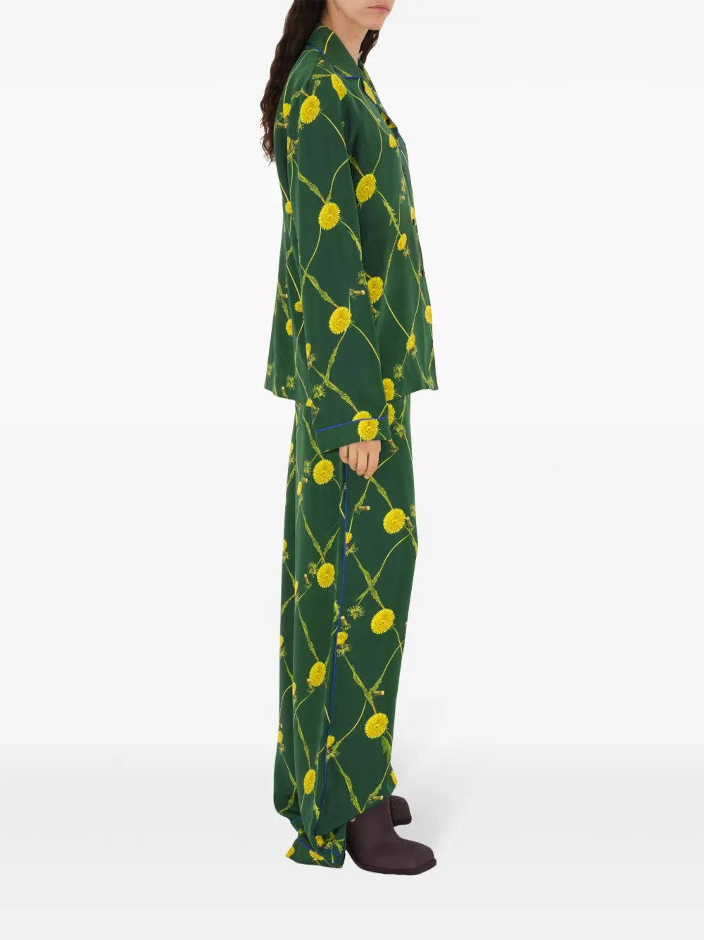 Floral Print Silk Pajama Shirt