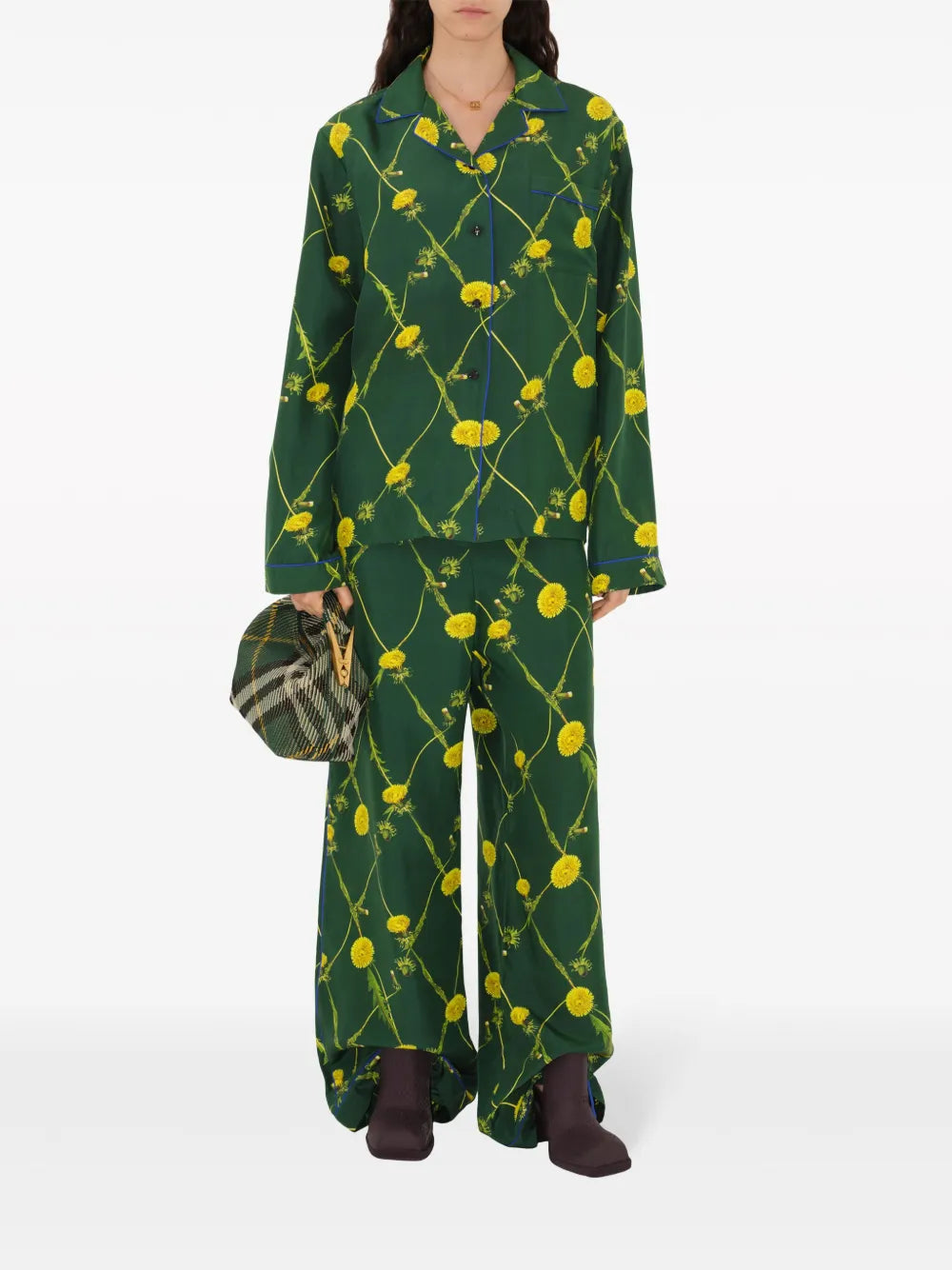 Floral Print Silk Pajama Shirt