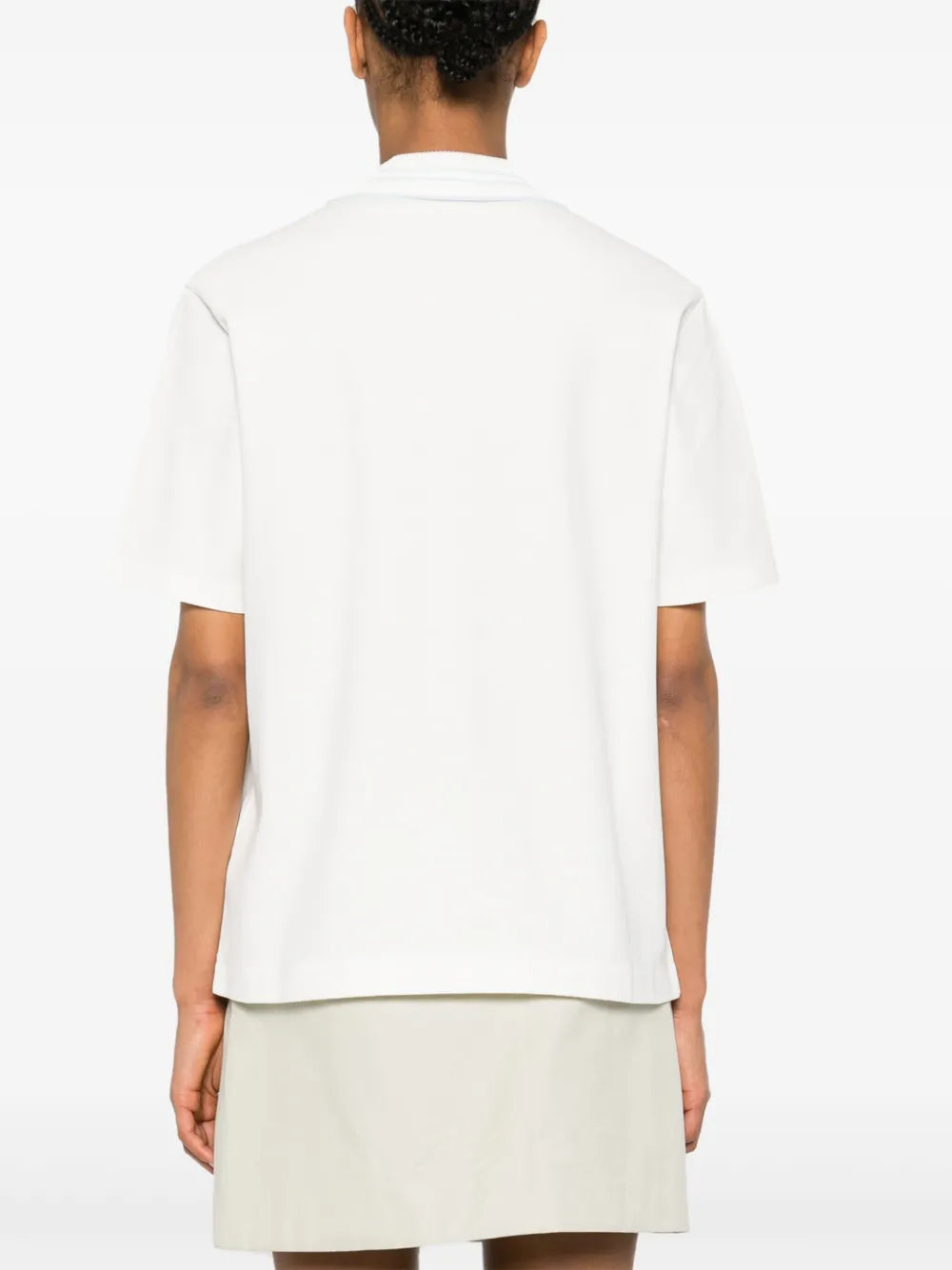 White Polo Shirt with Subtle Stripe Collar