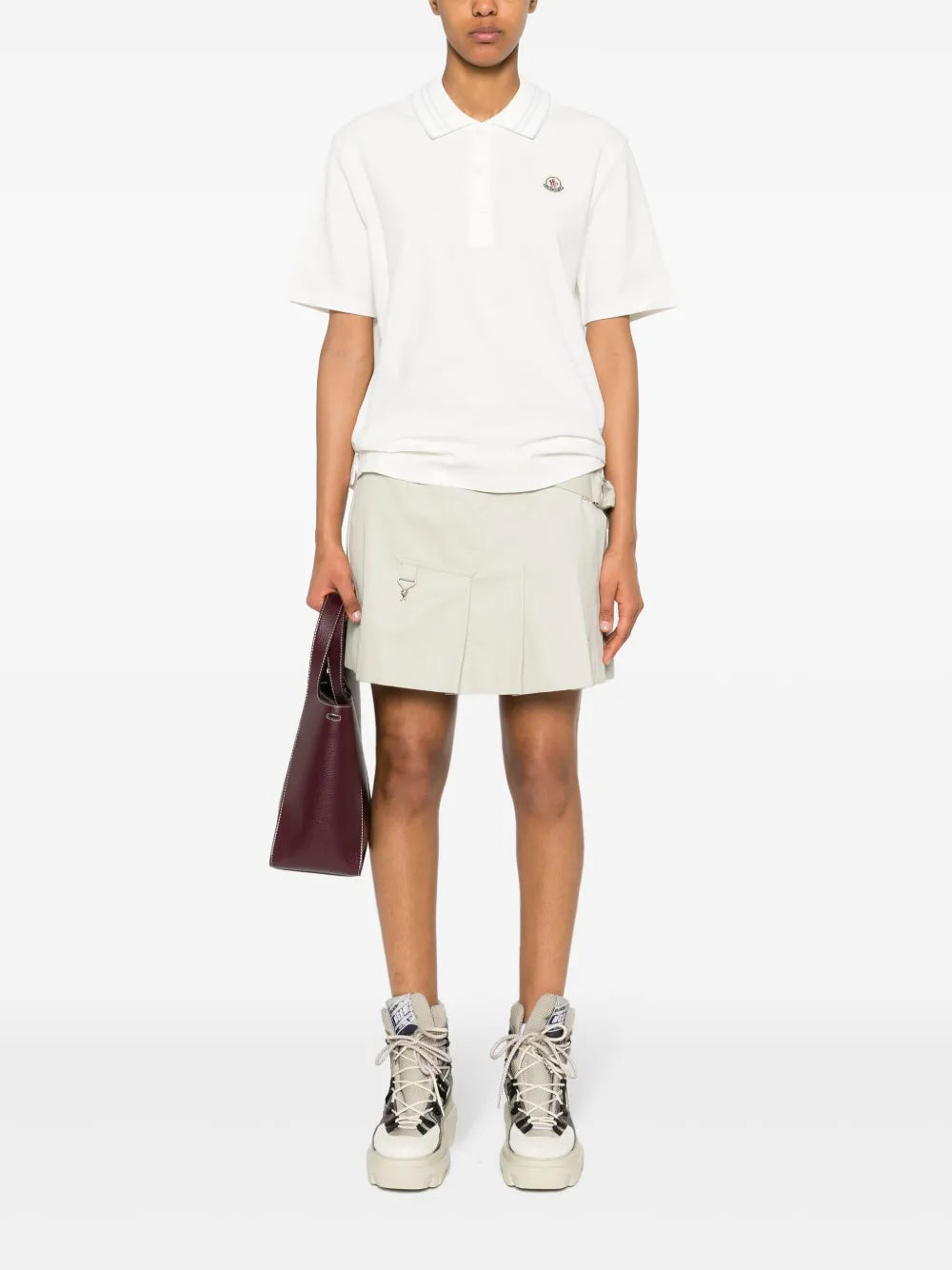 White Polo Shirt with Subtle Stripe Collar