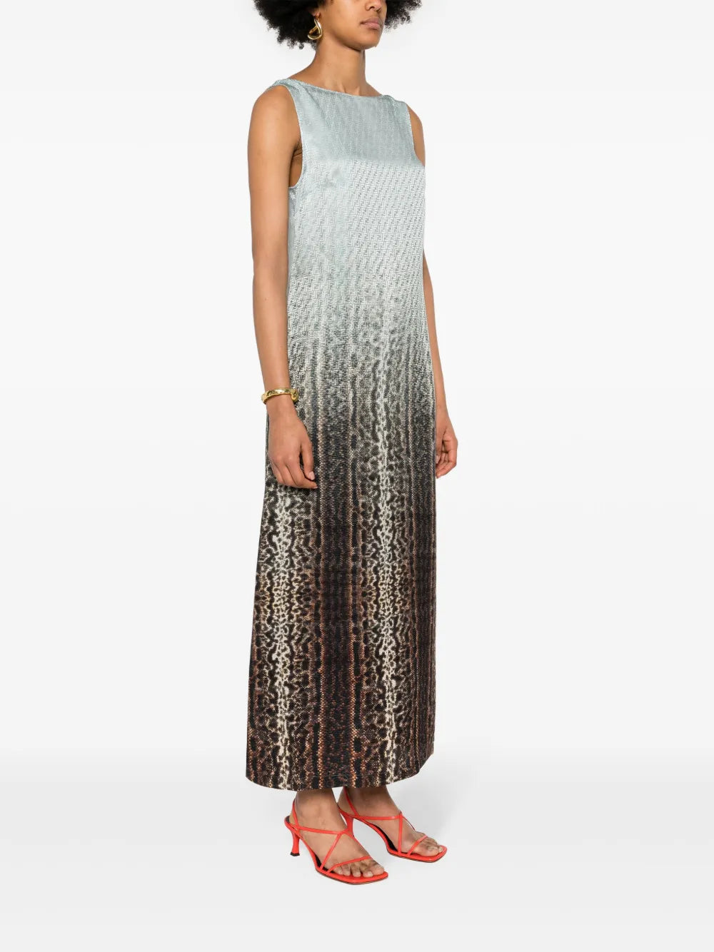 Gradient Animal-Print Maxi Dress