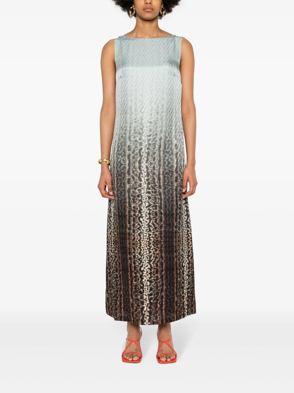 Gradient Animal-Print Maxi Dress