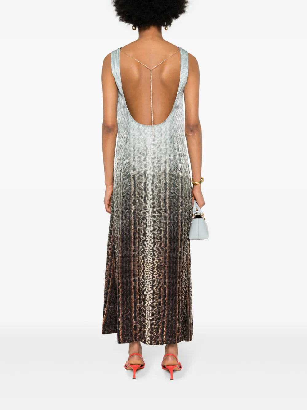 Gradient Animal-Print Maxi Dress