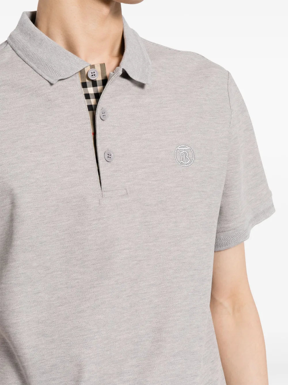 Grey Polo with Tonal TB Monogram