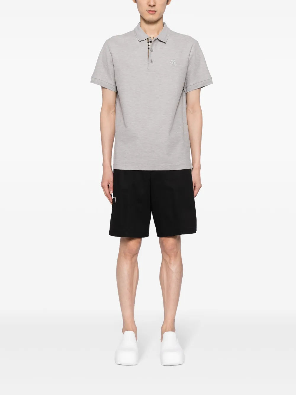 Grey Polo with Tonal TB Monogram