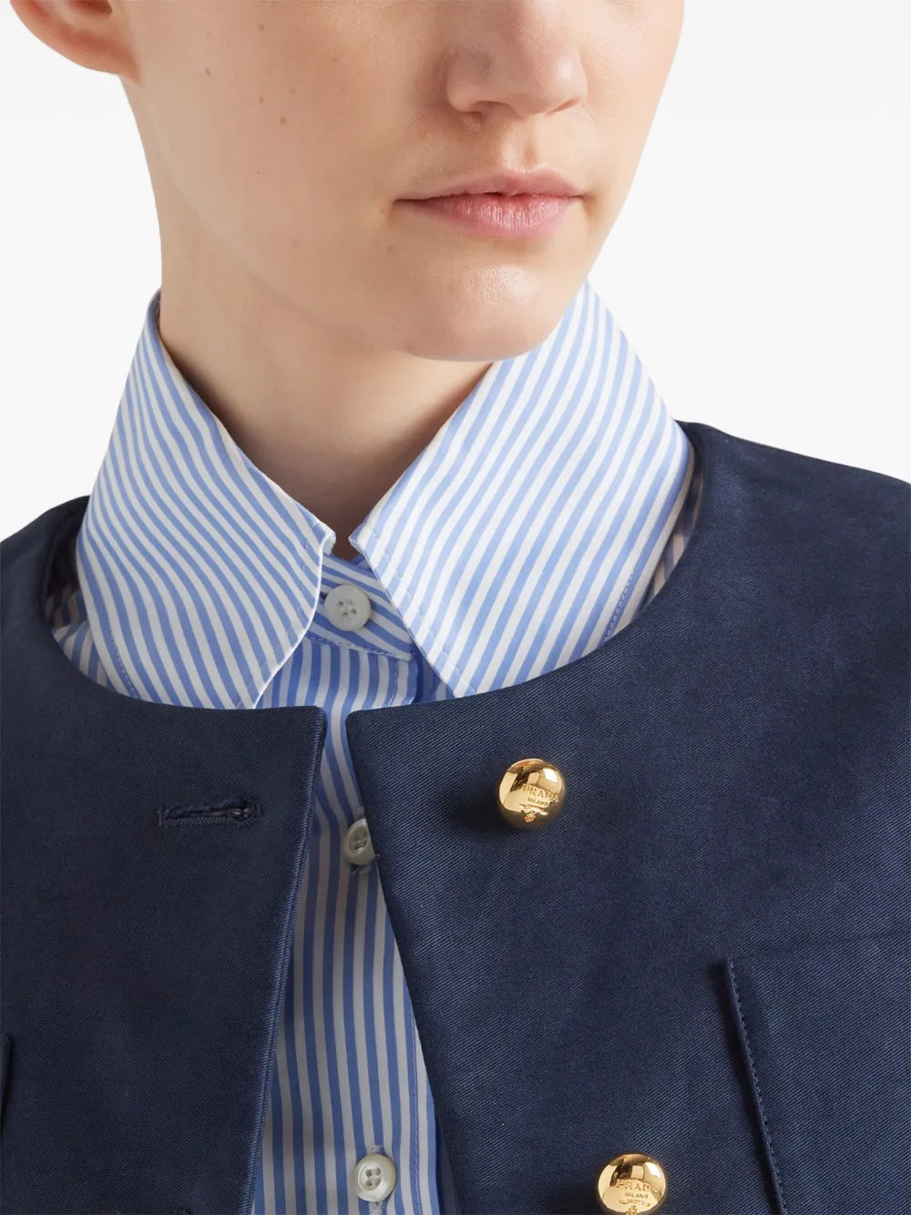 Cropped Structured Jacket with Gold Buttons