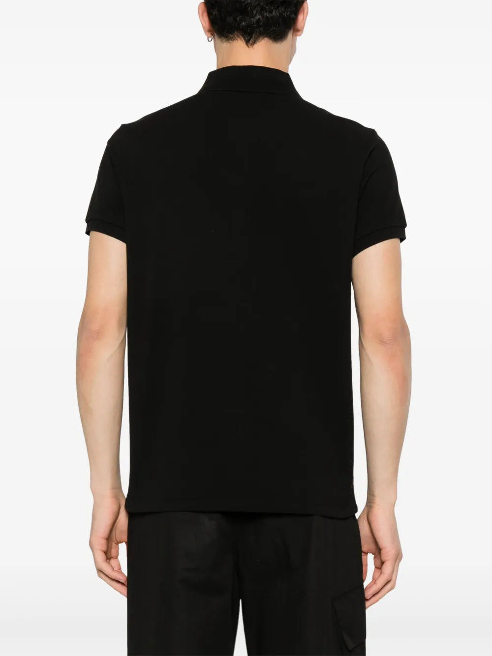 Moncler Black Polo Shirt with Statement Embroidered Logo