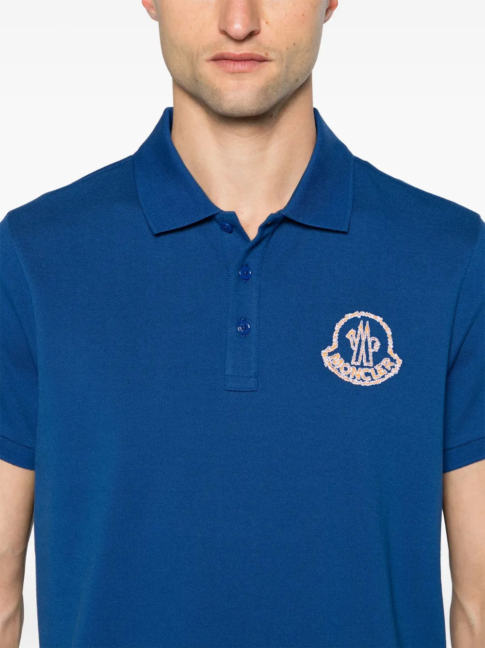 Moncler Blue Polo Shirt with Statement Logo