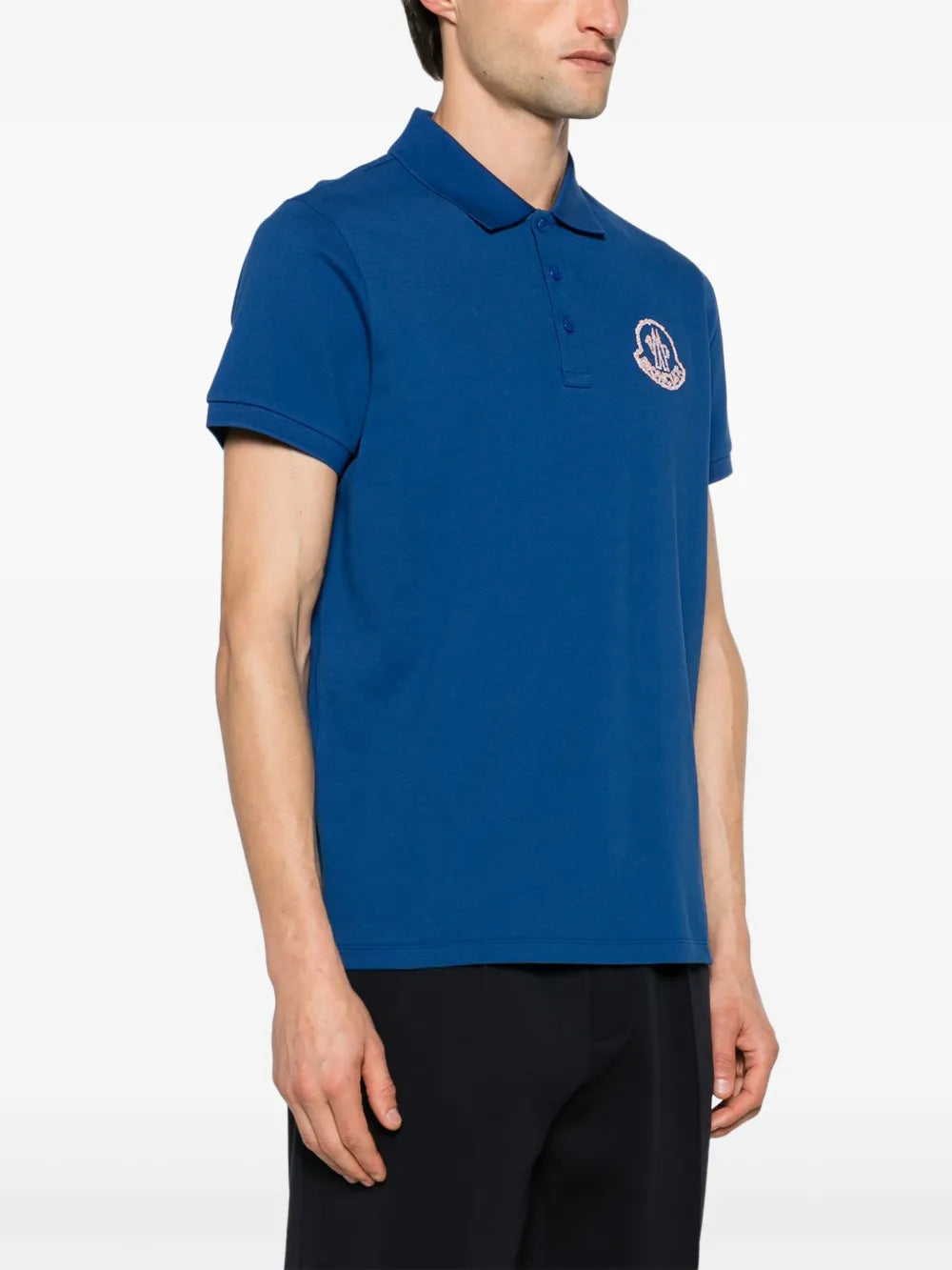 Moncler Blue Polo Shirt with Statement Logo