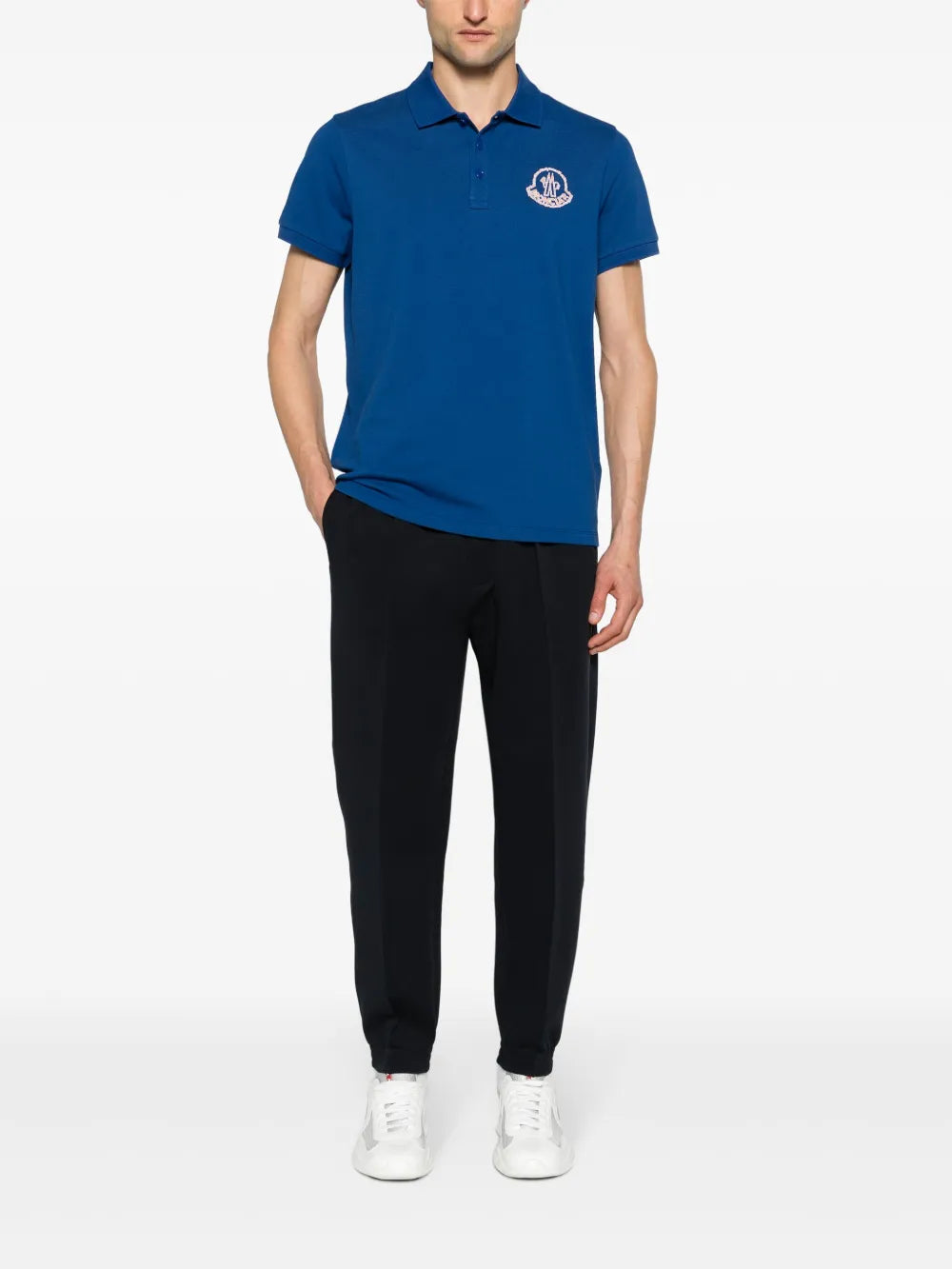 Moncler Blue Polo Shirt with Statement Logo