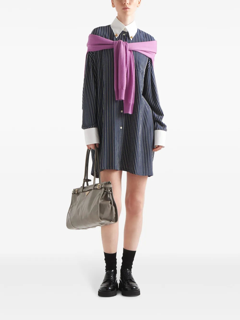 Navy Striped Oversized Shirt