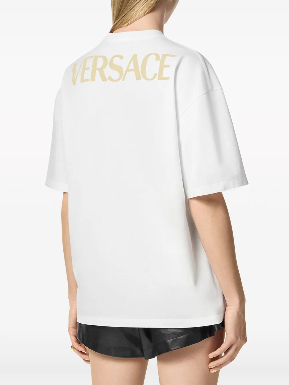 Baroque Print Oversized T-Shirt – White & Gold
