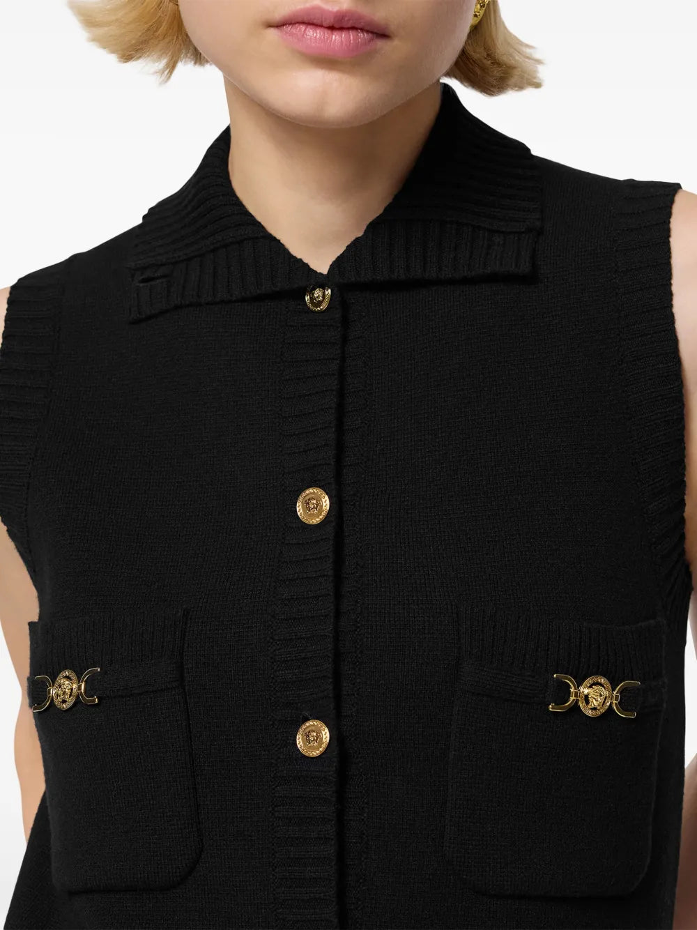 Medusa Button Knit Sleeveless Dress