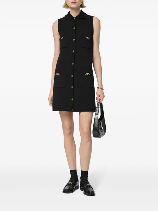 Medusa Button Knit Sleeveless Dress