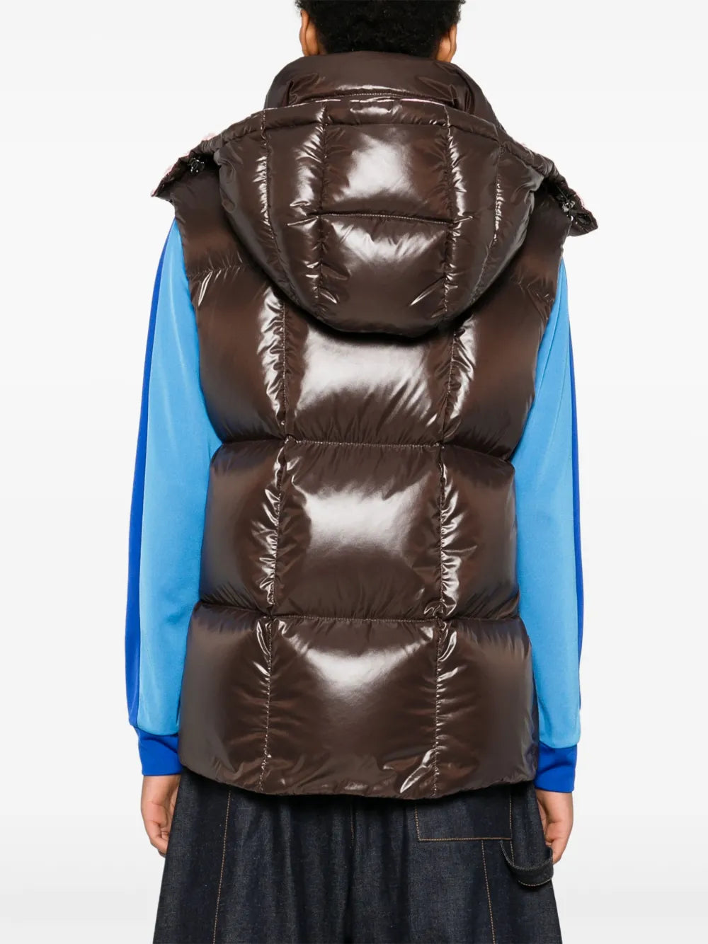 Brown & Pink Hooded Puffer Vest