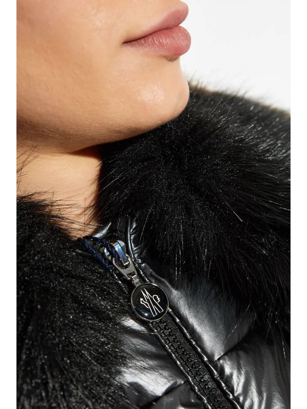 Glossy Fur-Trim Quilted Puffer Vest