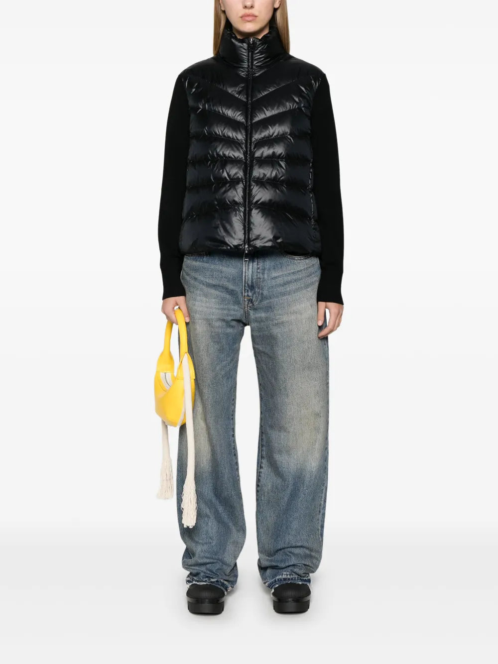 Quilted Knit-Sleeve Puffer Jacket