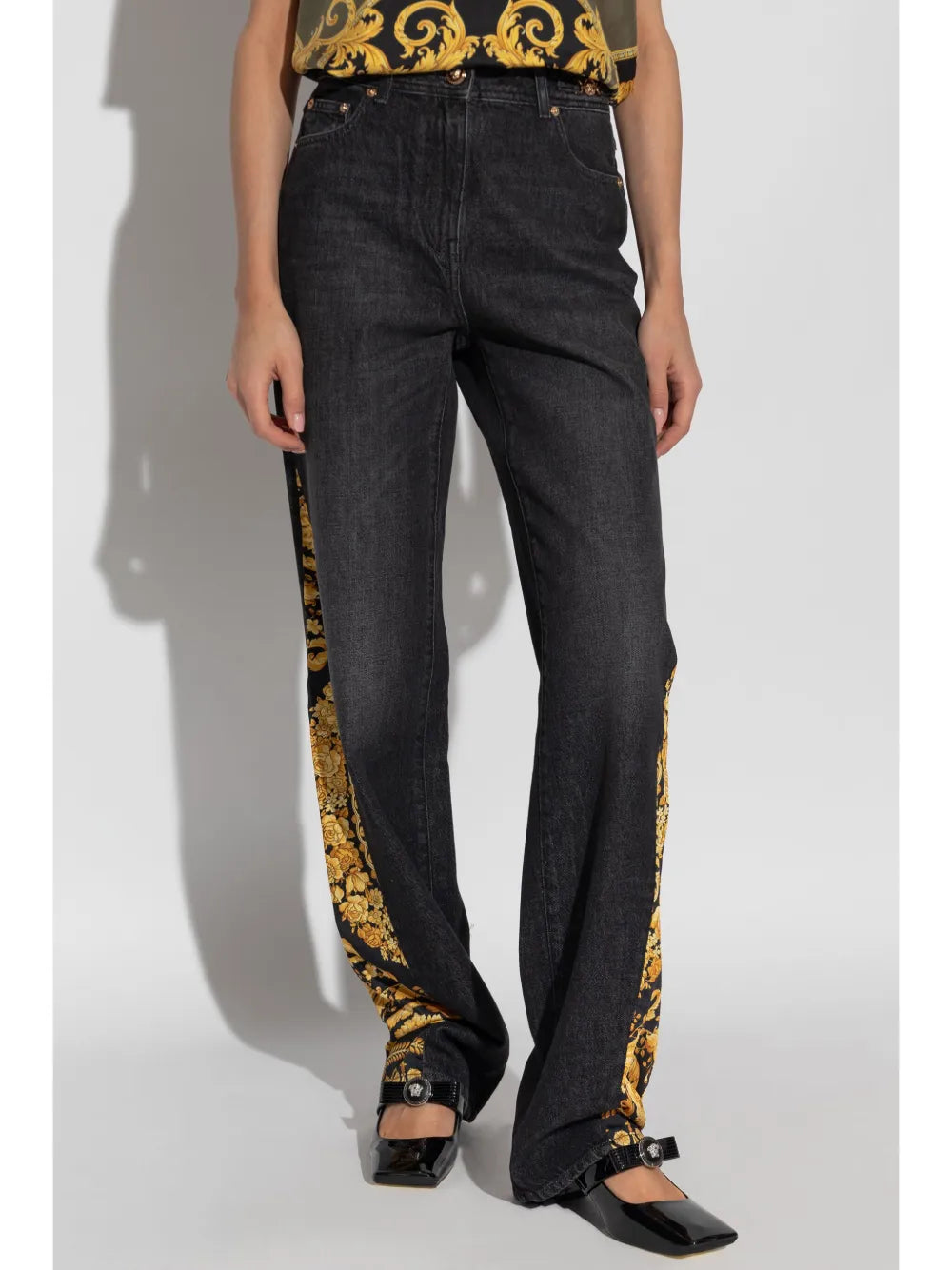 Baroque Panel Straight-Leg Jeans
