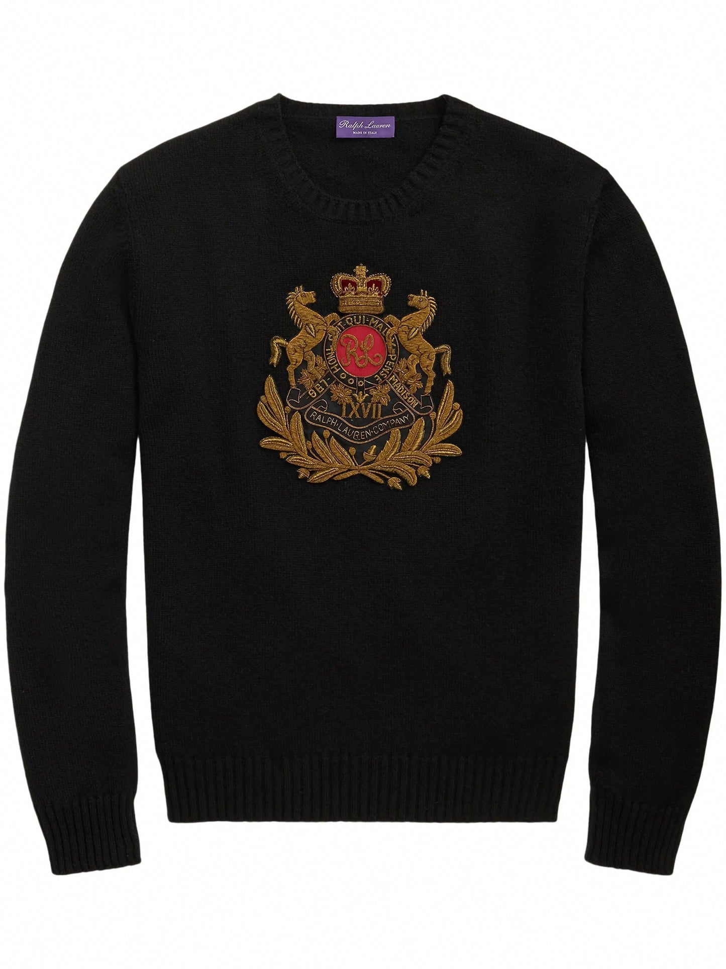 Heraldic Crest Embroidered Cashmere Pullover