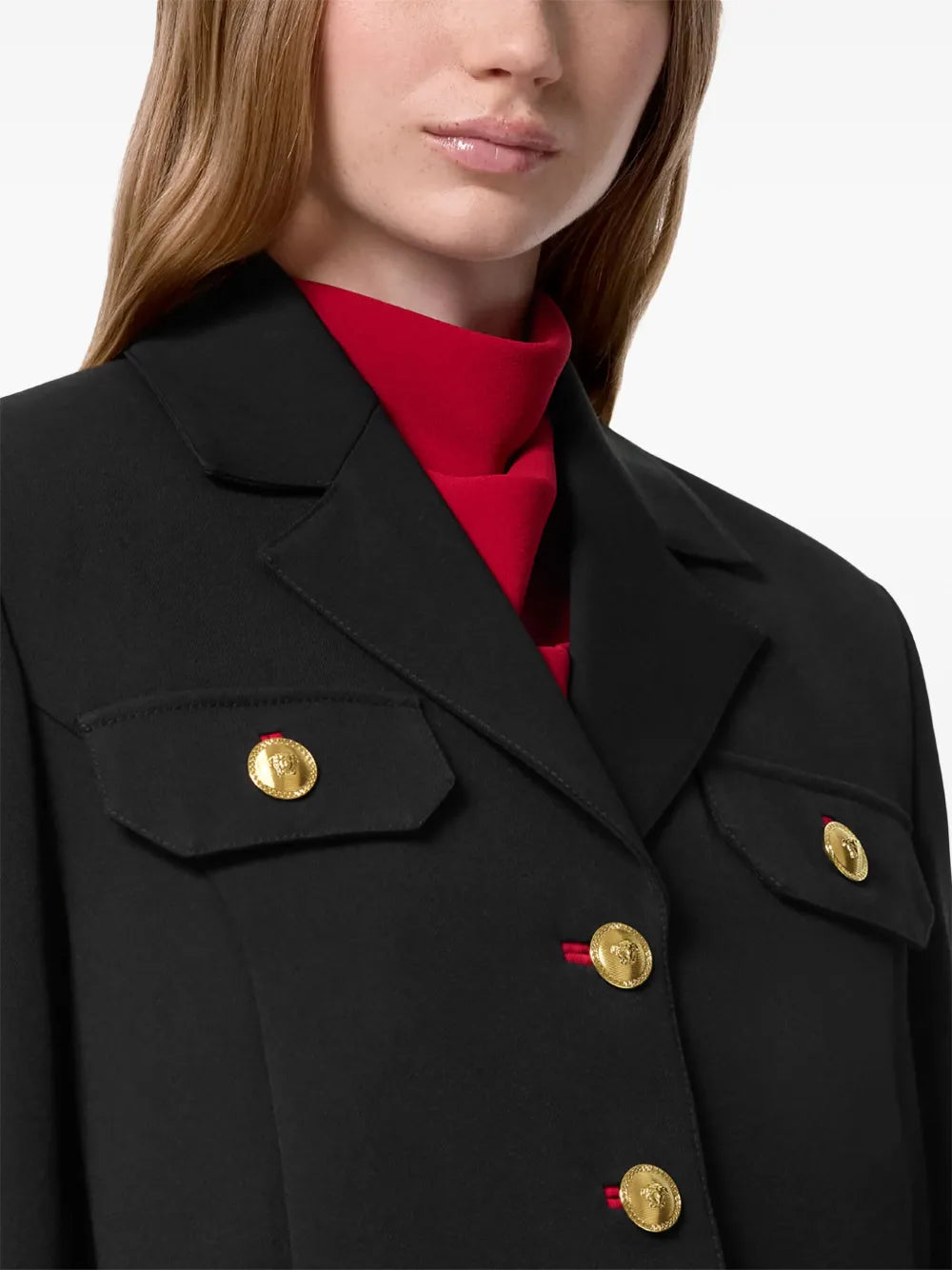Cropped Medusa Button Tailored Jacket