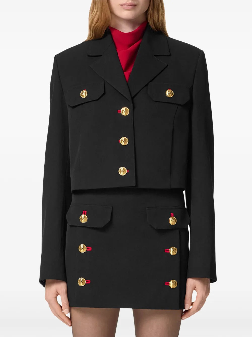 Cropped Medusa Button Tailored Jacket