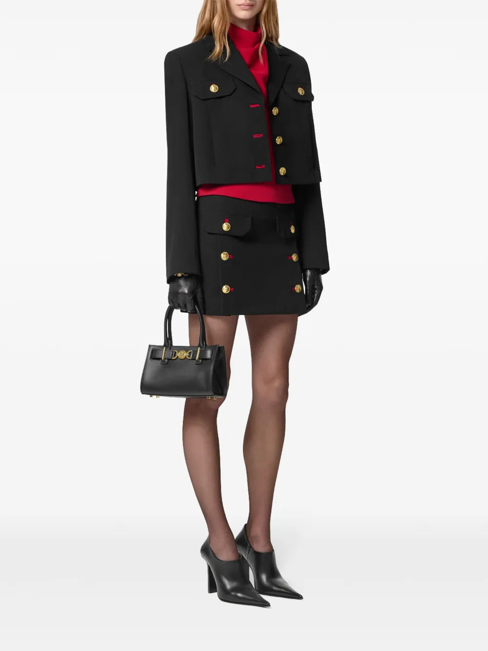 Cropped Medusa Button Tailored Jacket