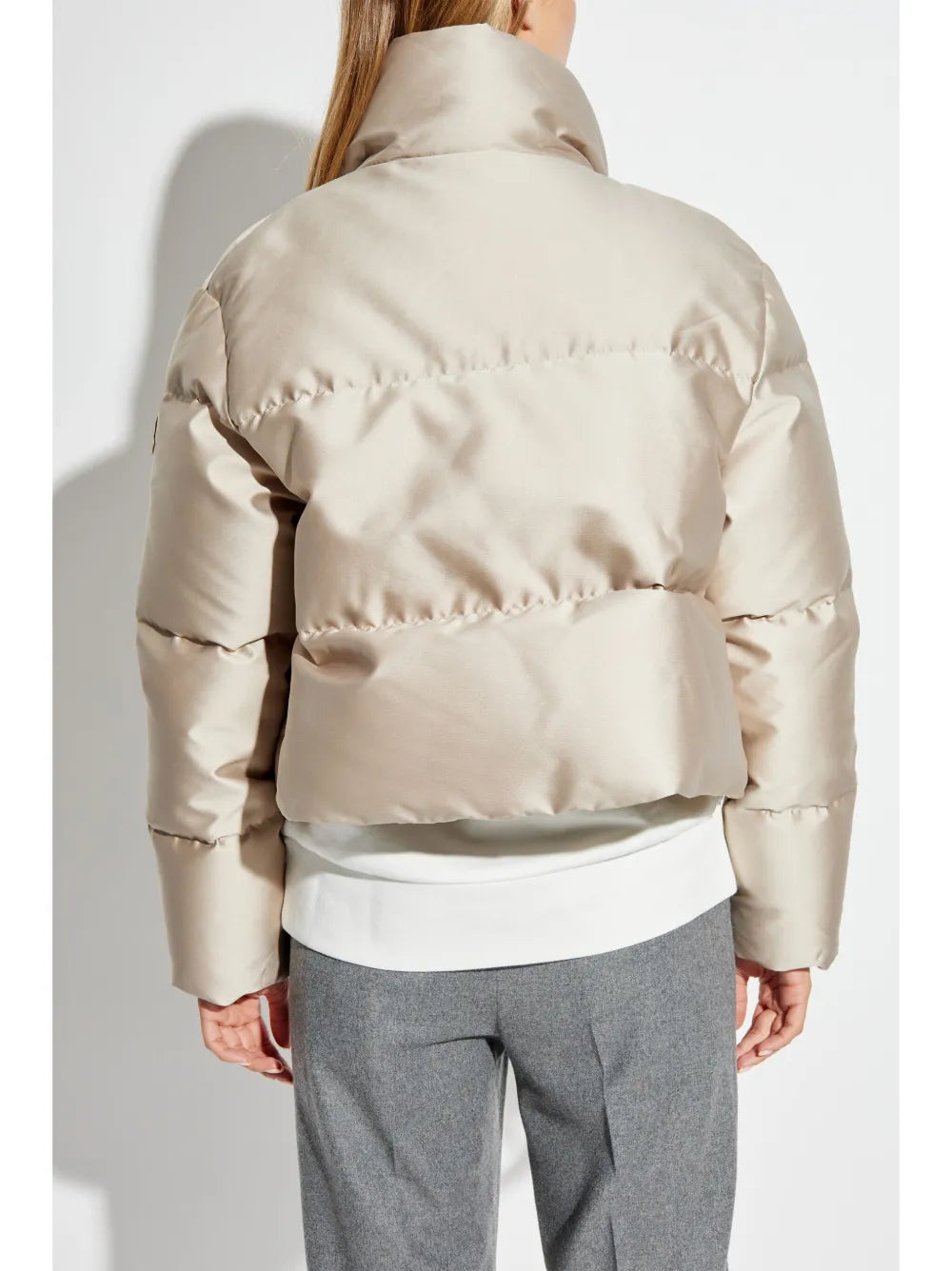 Beige High-Neck Puffer Jacket