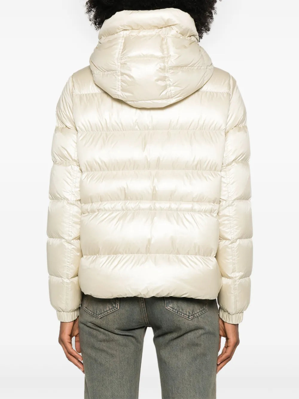 Cream Hooded Down Puffer Jacket