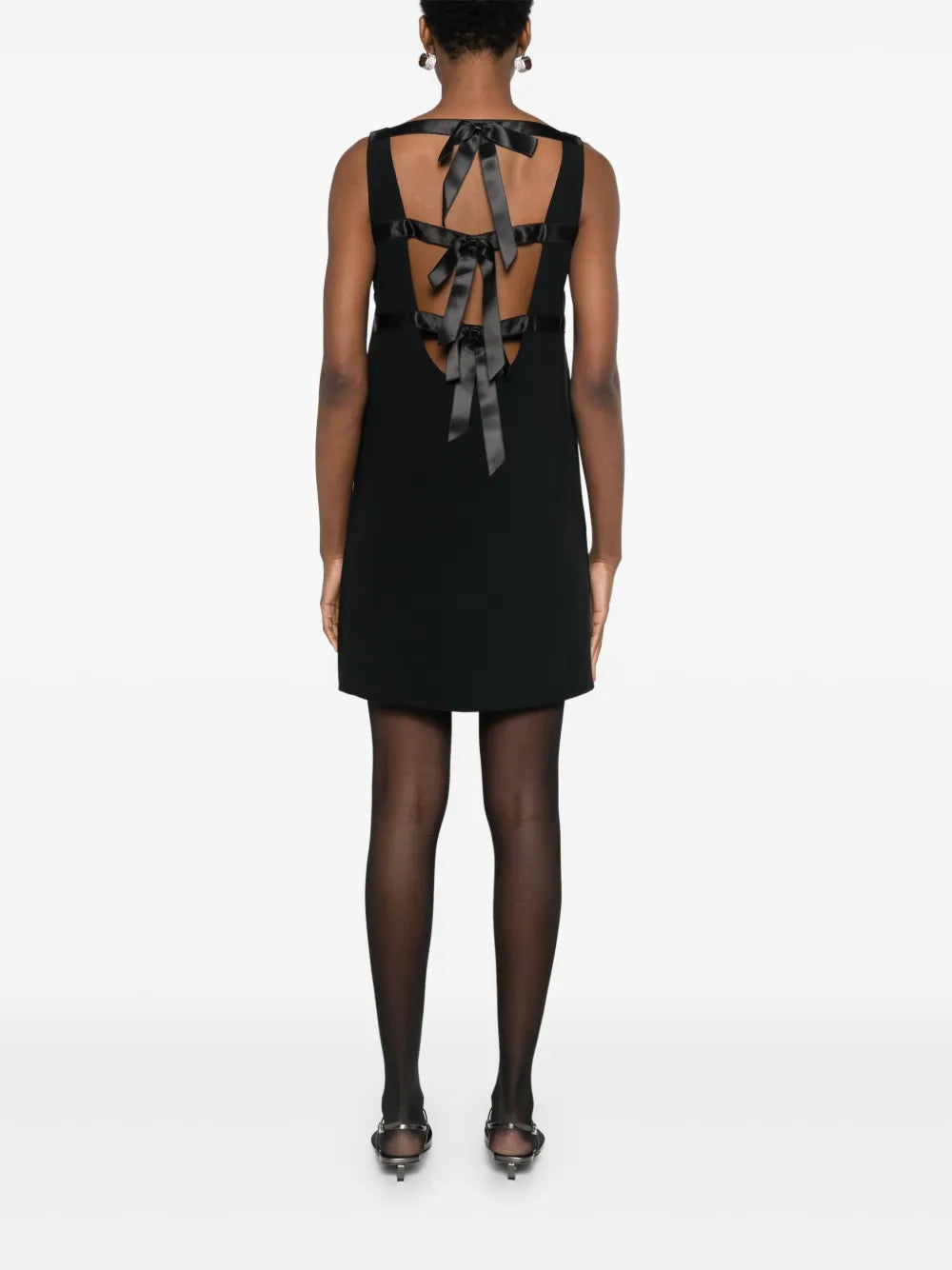 Sleeveless Ribbon-Tie Shift Dress