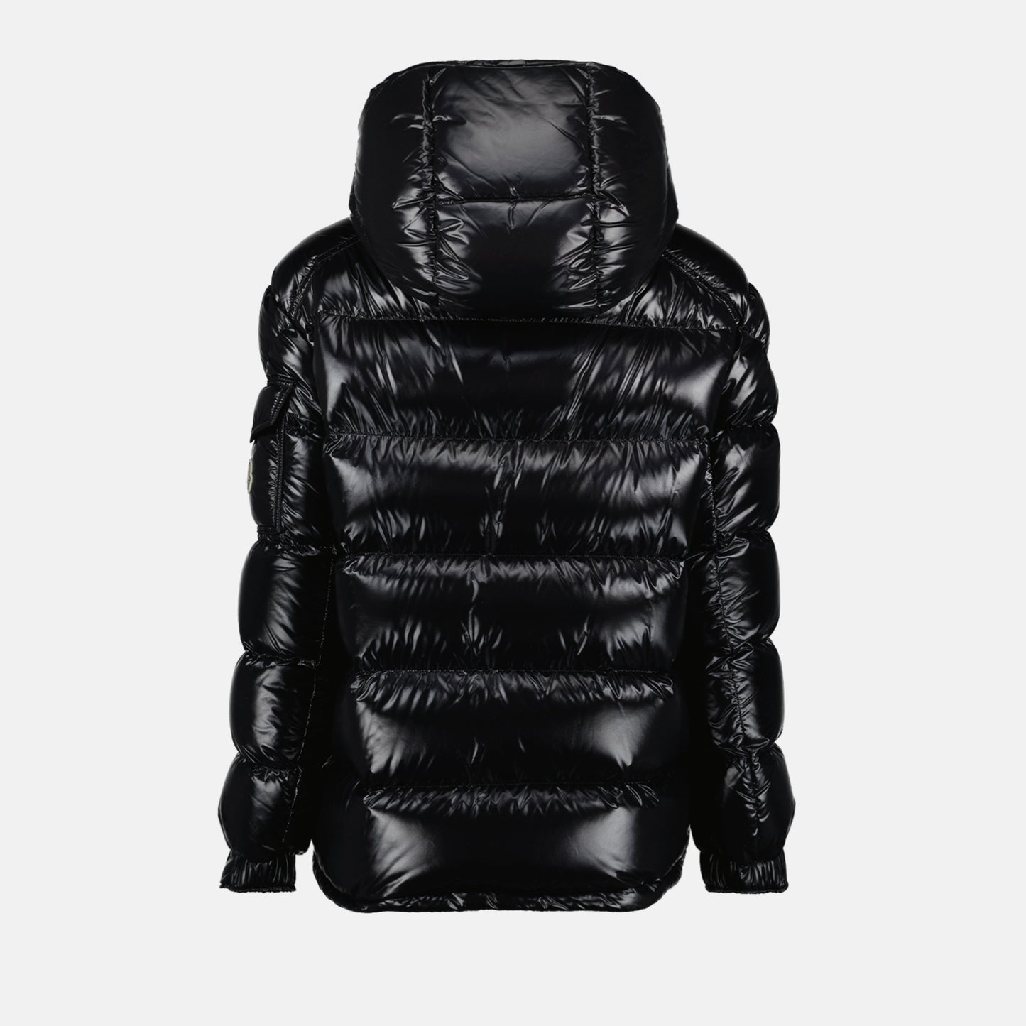 Black Glossy Hooded Puffer Jacket