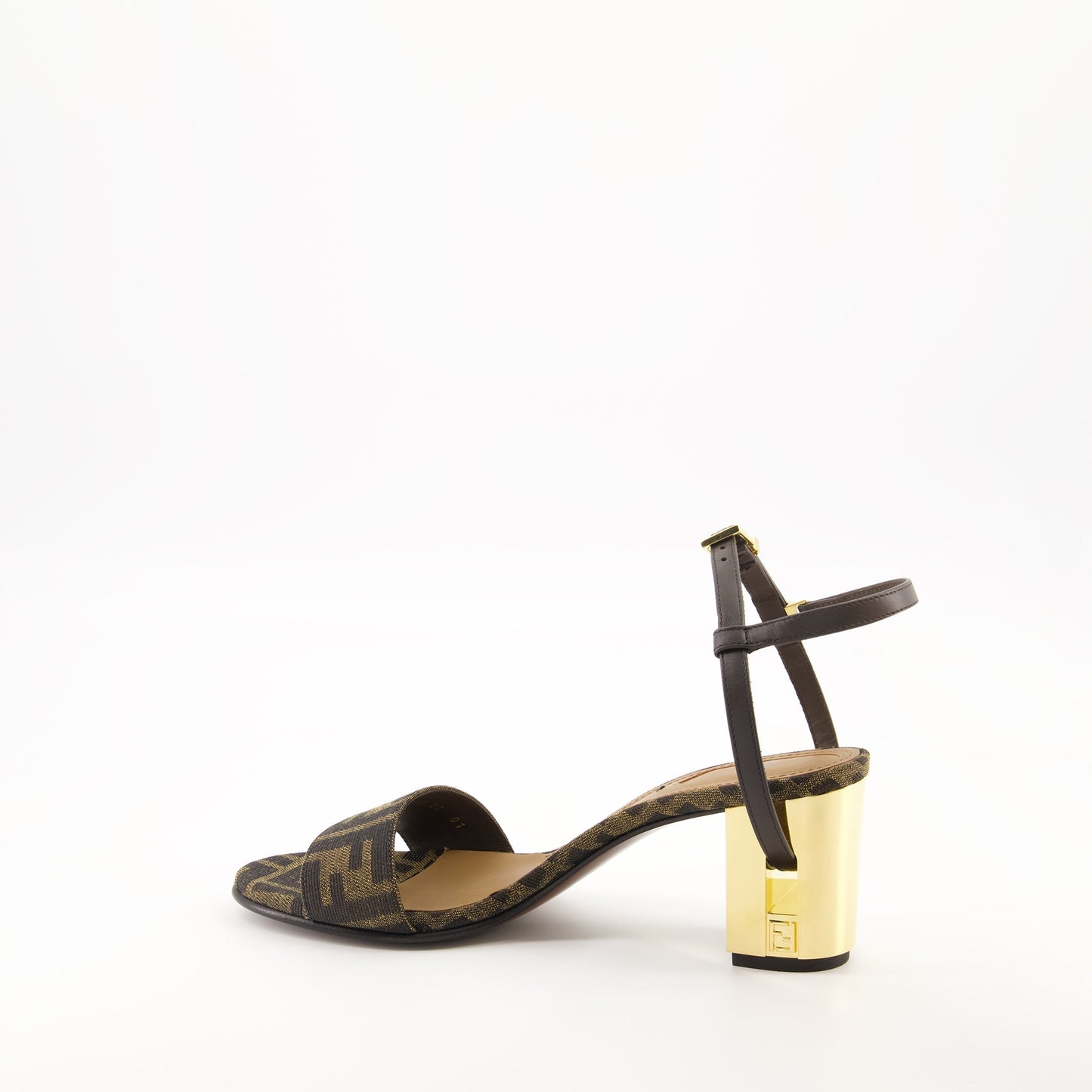 Jacquard Sandals with Metallic Heel
