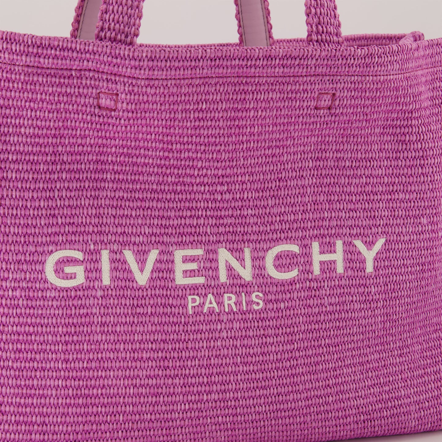 Pink Raffia Tote Bag with Logo