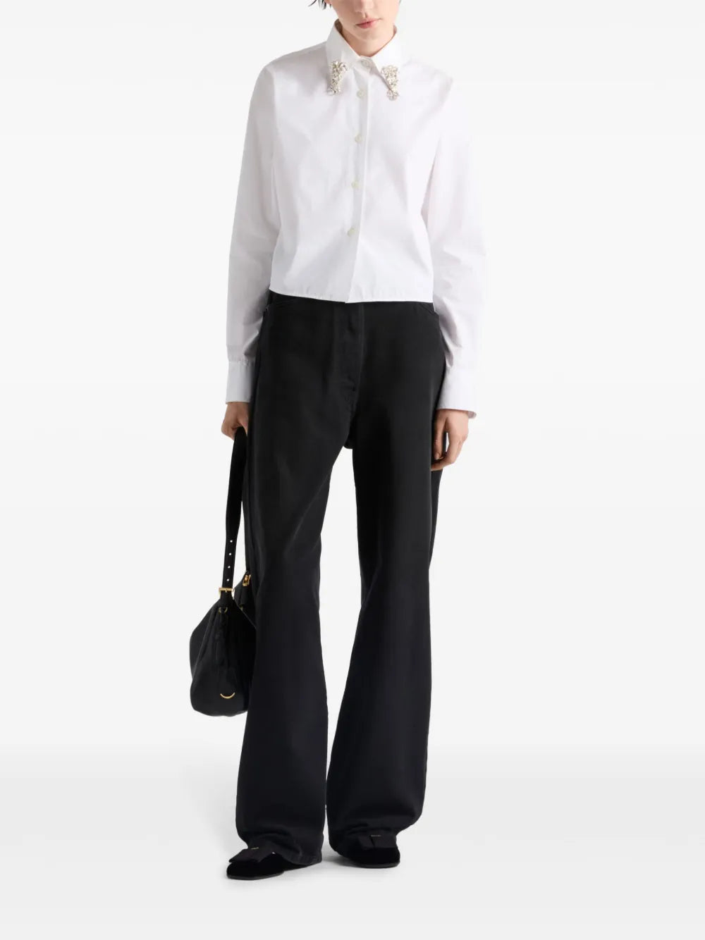 Crystal Embellished Collar Shirt