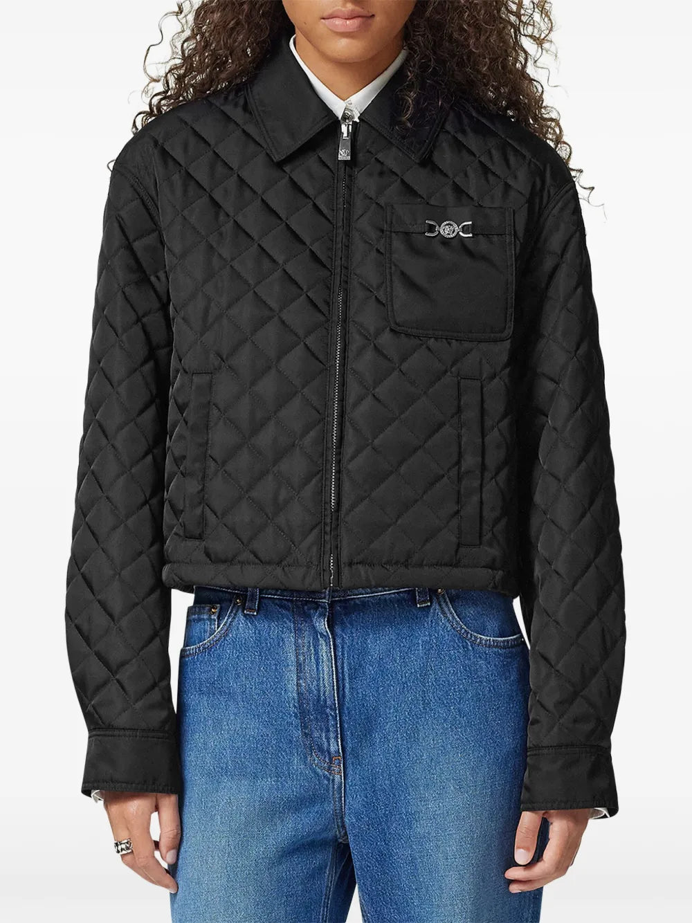 Zip-Up Jacket with Medusa Hardware
