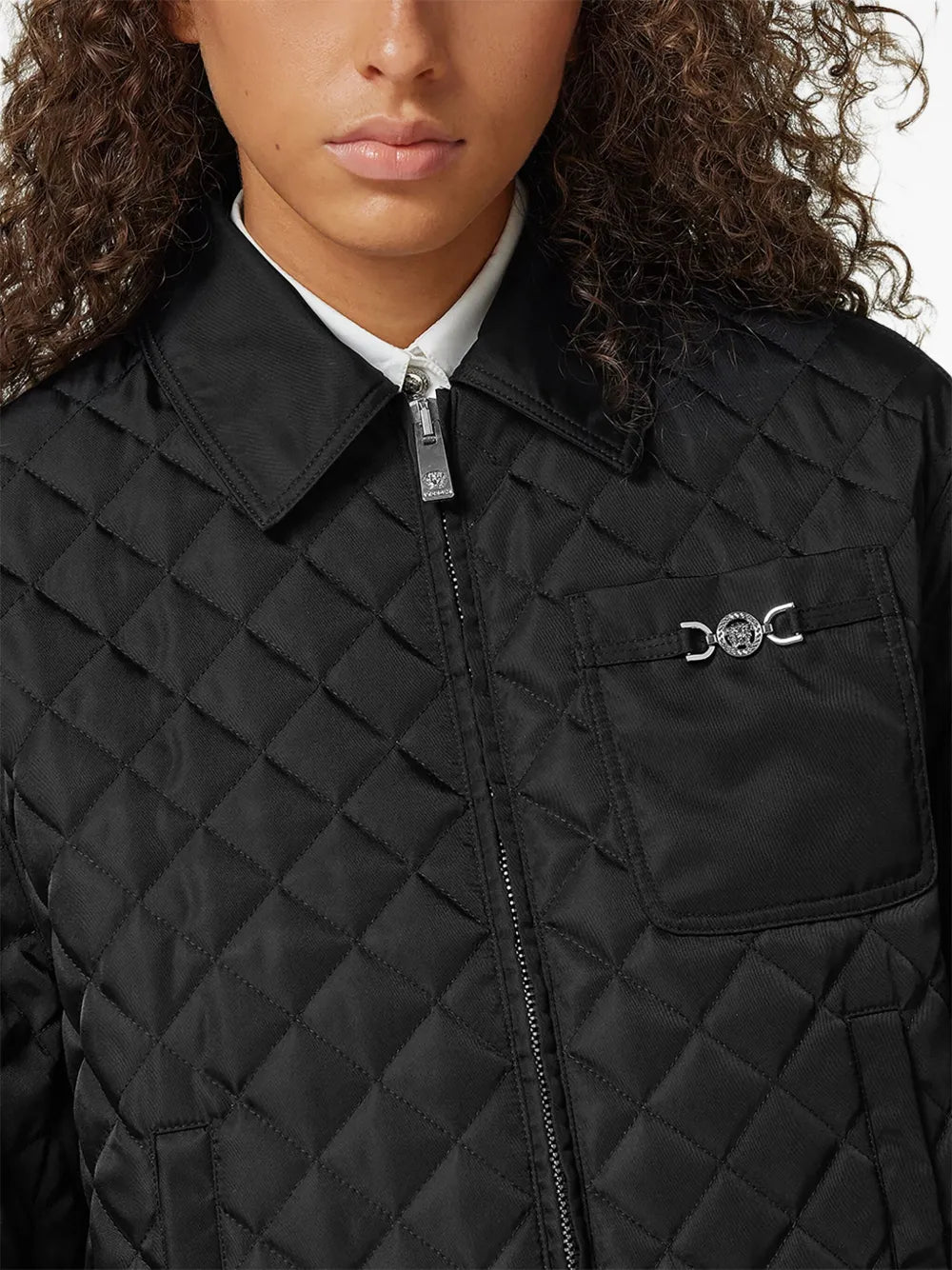 Zip-Up Jacket with Medusa Hardware