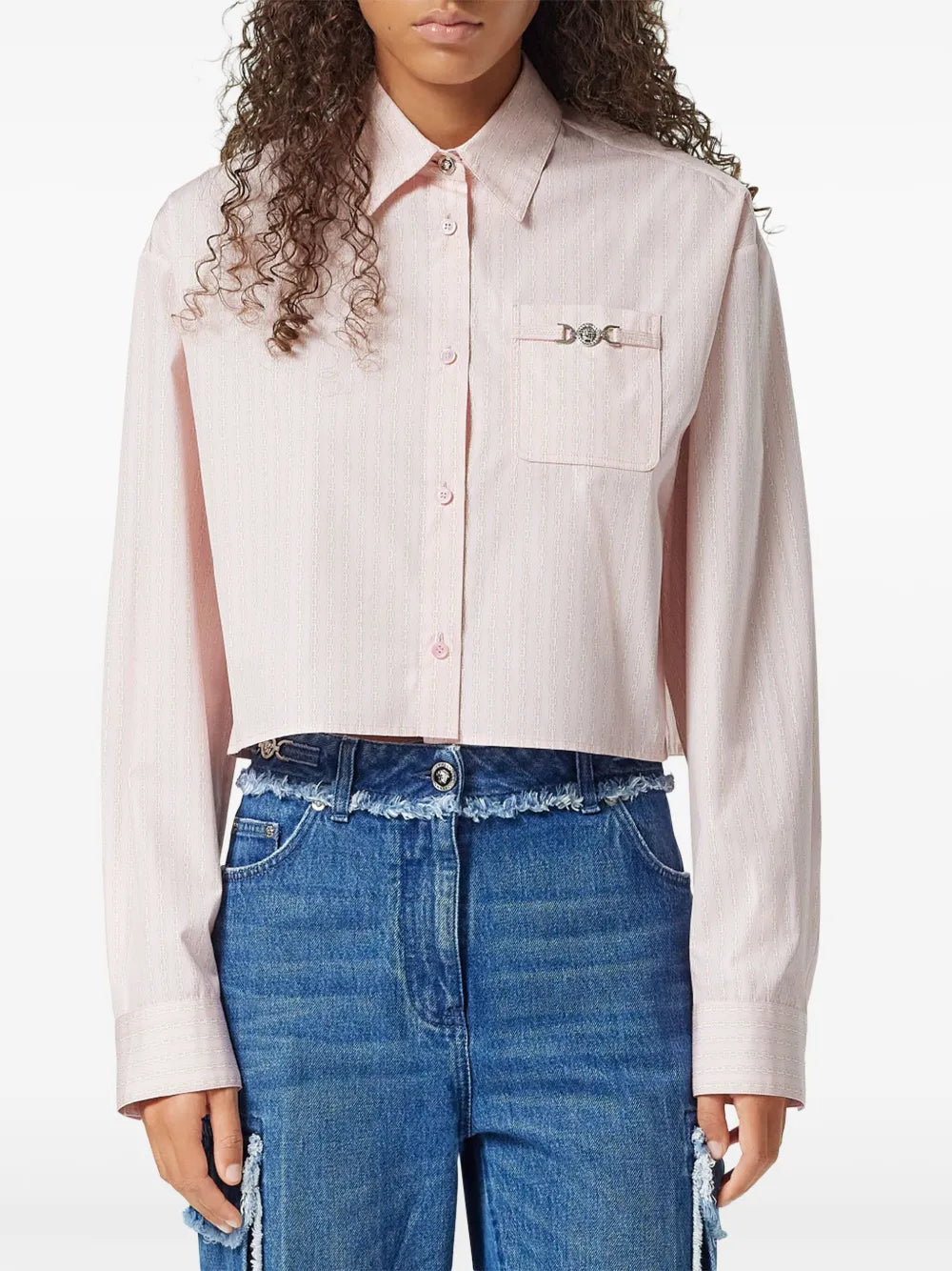 Cropped Chain Print Shirt