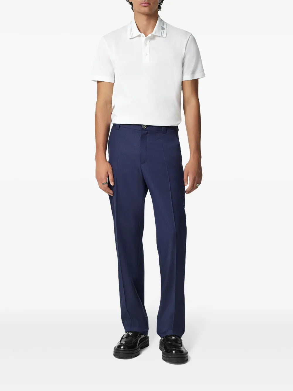 Versace Minimalist White Polo Shirt with Medusa Accent