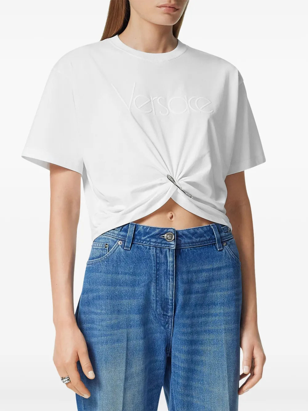 Logo Twist Crop T-Shirt -White