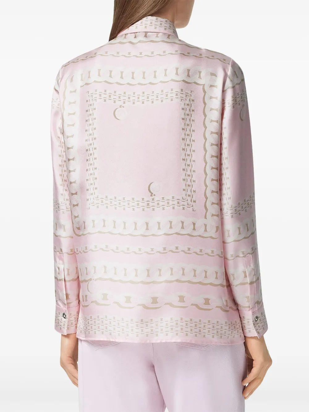 Pink Chain Print Silk Shirt