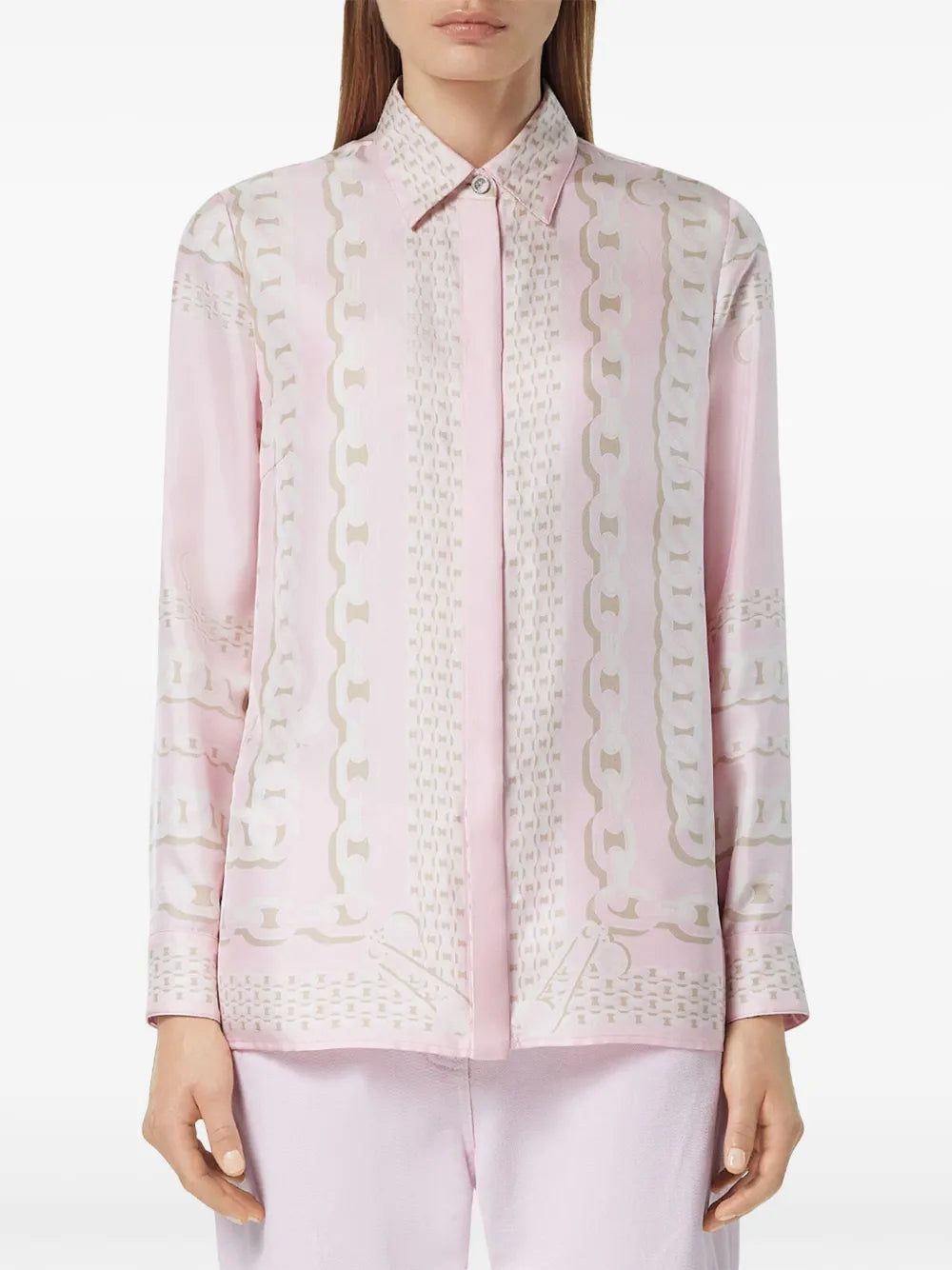 Pink Chain Print Silk Shirt